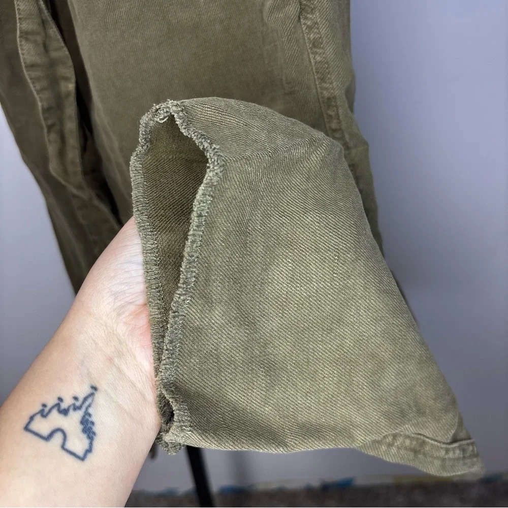 Aerie Tie Waist Pants Olive Green Women’s Size Large‎